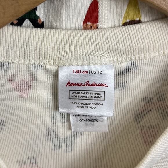 Hanna Andersson Gnome Holiday Long John Pajama 2 Piece Set Kids Size 12 Winter - Picture 7 of 8